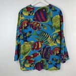 Nordstrom Vintage Size M Silk Button Up Shirt Town Square Fish Print Women's Photo 5