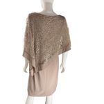 Sequin Lace Overlay Dress Elegant Party Cocktail Special Occasion Tan Size 10 Photo 3