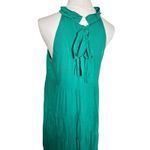 Green Tiered Maxi Dress Small Halter Tie Neck Sleeveless Flowy Resort Vacation Photo 2