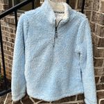 Sherpa Pullover Baby Blue Zip Neck Womens Small Pockets Photo 8