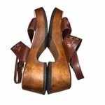 Candie's Vintage Candie’s Brown Leather Wooden Platform Sandals Shoes size 8 90’s Y2K Photo 5