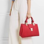 DASEIN Red Statement Handbag Purse Shoulder Bag with Bright Gold Brass Hardware Photo 0