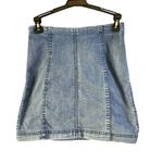 Free People  | Seamed Denim Mini Skirt  Light Wash Festival 90s Photo 0