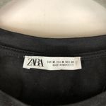 ZARA  Womens Ruffled Crop Top Statement Short Sleeve Ruched Black M Photo 2