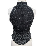 Adrianna Papell Boutique Evening Black Silk Beaded Halter Top Vintage M Size M Photo 4