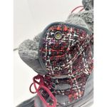 Khombu  Elysse Rubber Upper Water Resistant Boots Plaid Lace Up Black‎ Red 8 Photo 11