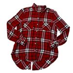 Lucky Brand Red Plaid Shirt Women Top Size Medium | 62-10 Photo 2