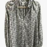 H&M ‎ Floral Blouse Long Sleeve Ruffle Neckline Sheer Top Medium Photo 0