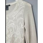 White House | Black Market  Women's Sweater M Metallic Sheer Knit Embellished Photo 1