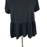 Bulotus Black Short Sleeve Peplum Top Casual Flowy Loose Fit XL Minimalist Chic Photo 2