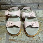 Melissa WIDE PLATFORM BUCKLED SANDALS IN BEIGE/PINK 9 Y2K Photo 1