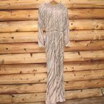 Mac Duggal  Long Sleeve Beaded Column Gown Dress Mocha Size 4 Photo 10