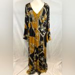 City Chic  black & mustard yellow patterned corset smocked top maxi dress size 16 Photo 1