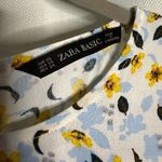 ZARA White Black Lace Inset Blue and Yellow Floral Tank Top Blouse XS Photo 4