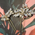 Jeweled Wedding hair Pins Gold Photo 1