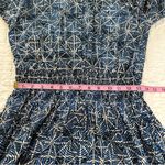 Maje  100% Viscose in Smocking Indigo Patterned With Long Sleeve Dress Photo 4