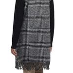 TRIBAL Women's Long Black & Gray Wool Blend Plaid Vest Pockets & Fringe Bottom Size L Photo 1