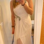 La Femme White One Shoulder Prom Dress Photo 0