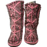 Handmade Knitted Pink and Gray Slippers High Calf B160 Photo 0