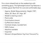 Time & Tru Gauzy Cotton Striped Shirt Women’s Medium Oversized Casual Relaxed Photo 13