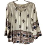 Fig & Flower Top Tunic Floral Crochet White Peasant Prairie SZ MD Boho Chic Y2K Size M Photo 1