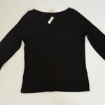 Madewell  Ribbed Long-Sleeve Boatneck Top WMNS XL Black Pullover Stretch Slim Fit Photo 1
