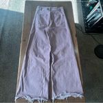 ZARA Womens Y2K Wide Leg Jeans Pastel Pink High rise Flare Boho Raw Hem Photo 5