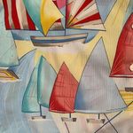 Vintage Top Blue Yellow Nautical Sailboat Print Crinkle Fabric Short Sleeve 16 Photo 8