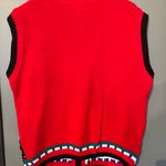 Vintage Over The Top Crazy Busy Ugly Christmas Sweater Vest Santa Snowmen M/L Red Size M Photo 2