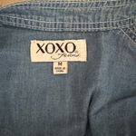 XOXO EUC Jean Denim Cropped Moto Jacket. Size M Photo 7