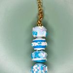 Handmade Cute Blue Luck Hand Painted Beaded Keychain Cup Charm Photo 2