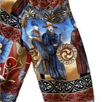 Silk Blend Asian style Cropped Jacket Royal Blue Gold Figures Sz L Red Size L Photo 2