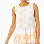 Lilly Pulitzer  Liliana Top Embroidered Seersucker Sleeveless Size‎ S Photo 0