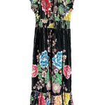 Me 2 Magic Anthropologie Maxi Dress 1X Dark Floral Metallic Tiered Smocked Size XL Photo 0