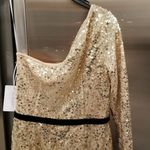 💕MARCHESA NOTTE💕 Glitter Ruffle Asymmetric Cocktail Dress ~ Champagne 2 NWT Gold Photo 6