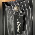 Stylish Denim and Black Women's Pinstripe Suit Blue Size L Photo 5