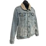 George Womens Jean Jacket Sherpa Lined Trucker Size M Blue Size M Photo 4