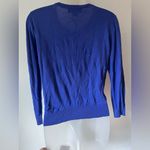 August Silk Women’s Cardigan Sweater Size S Royal Blue Gold Button Front NWT Photo 4