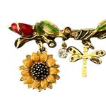 St. John  Brooch Pin Charms Ladybug Dragonfly Sunflower Rhinestones Estate Photo 4