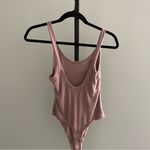 Spiritual Gangster  Ribbed Knit Scoop Neck Bodysuit Mauve Size Medium Photo 4