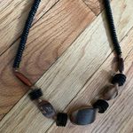 Boho Chunky funky Wooden mahogany handcrafted fashion native folk artisan vintage western cottage rustic prairie Black and Brown Necklace Photo 2