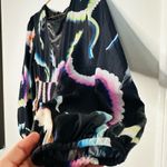 ALC Frank A.L.C. Midnight Multicolor Leah Papilio Pleated V-Neckline Repaired Dress Size 6 Photo 11