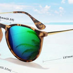 Mirrored Polarized Round Retro Sunglasses Women leopard Frame Green Lens Brown Photo 0