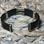 Silver and Black Leather Bracelet with Pink Stone Photo 6