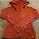 Three Dots  Women’s Hooded Red Waffle Long Sleeve Top Photo 0