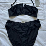 Spiegel NWT  Womens 10 Bikini Set 2PC Black Top Bottom High Waisted Vintage 90s Photo 0