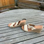 Andre Assous NOLITA STITCHED RAFFIA ESPADRILLE WEDGE size 37 or 6.5 us Tan Photo 4