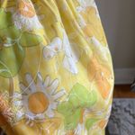 VINTAGE 60s 70s Yellow Floral Prairie Maxi Dress Puff Sleeve Square Neck Daisy S Photo 14