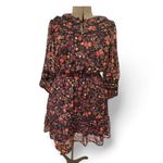 Loft Floral Clip Tiered Button Puff Sleeve Fall Floral Dress Size Medium Tall Photo 2