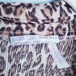 Alberto Makali Plisse Leopard Print Buttondown Lace Embroidered Blouse Photo 7